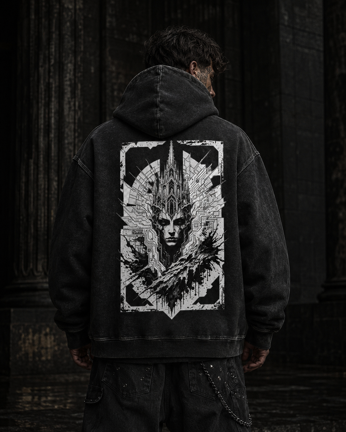 Snow Washed Loose Cotton Hoodie