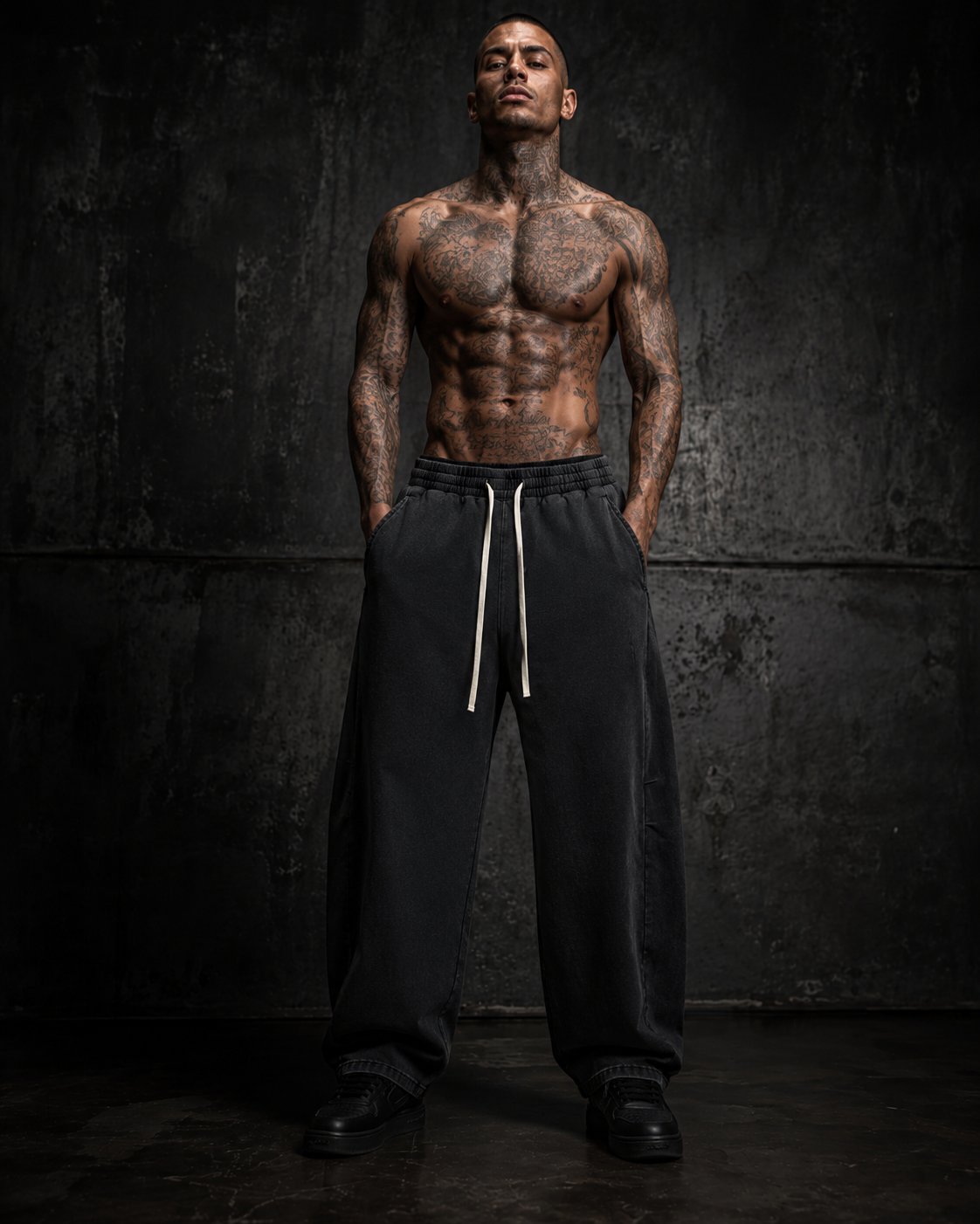 Unisex Mineral Wash Barrel Leg Pants