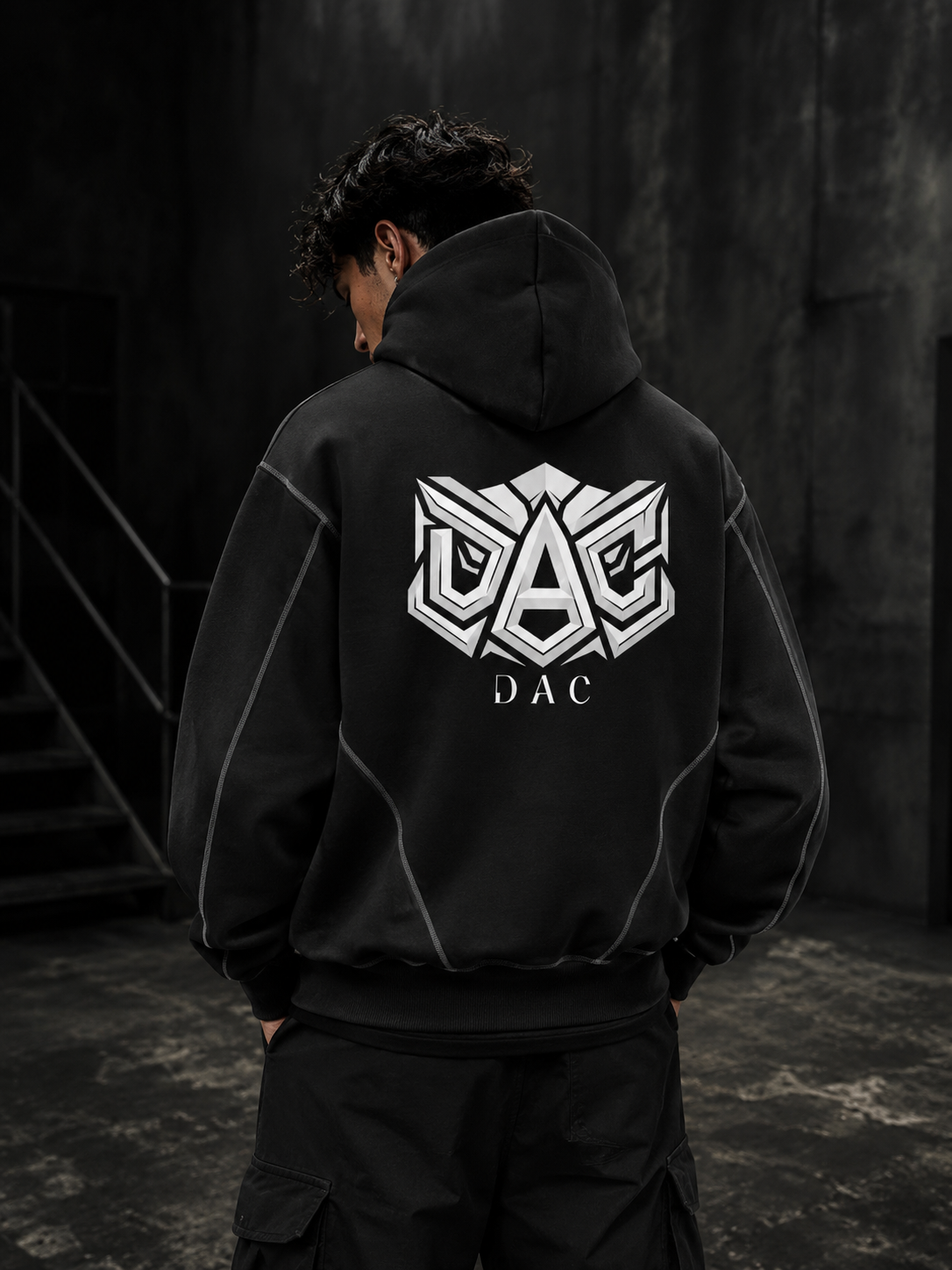 Contrast-Stitched Boxy Fleece Zip Hoodie