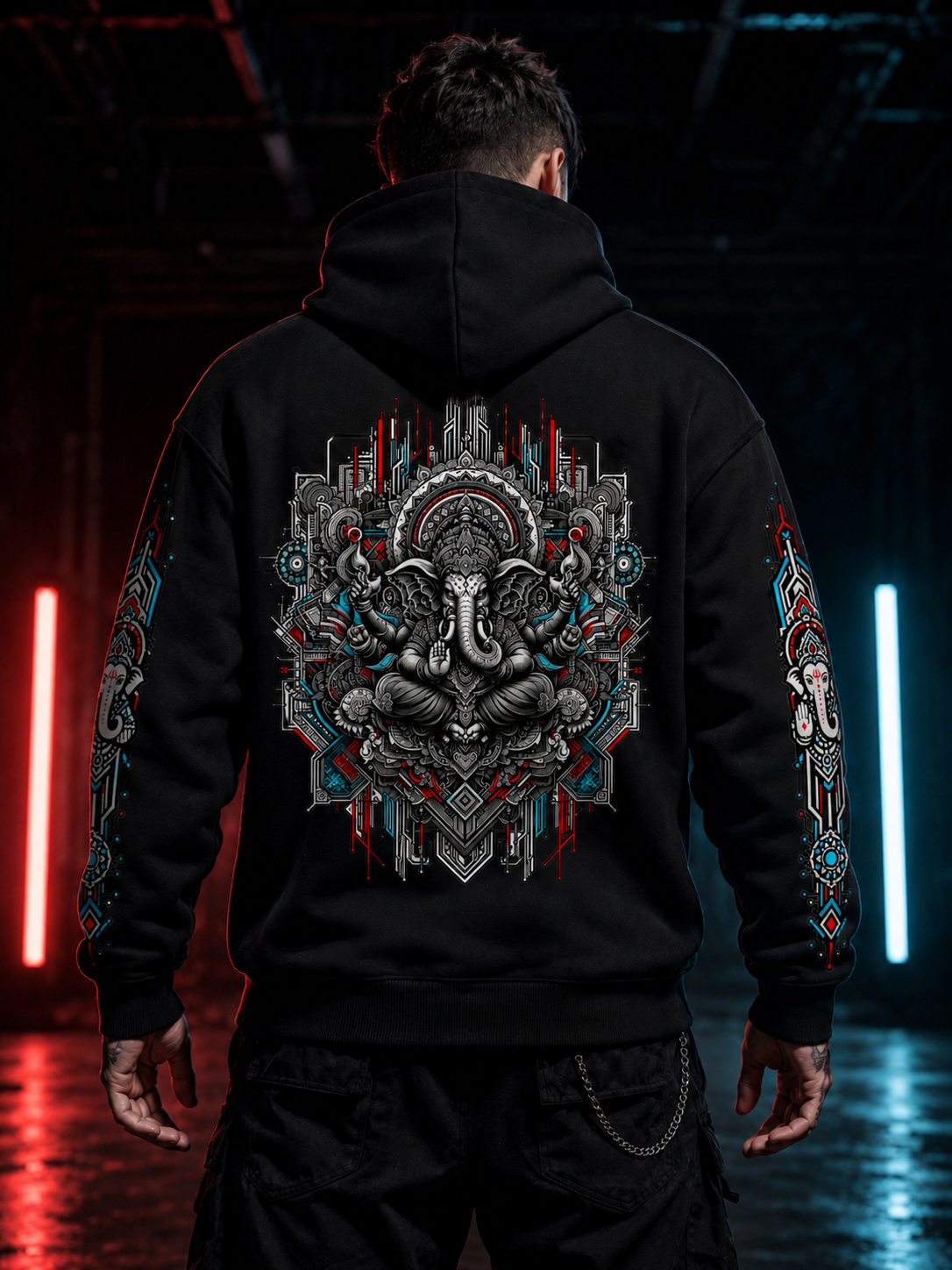 Cyber Ganesh Oversized Fleeced Hoodie